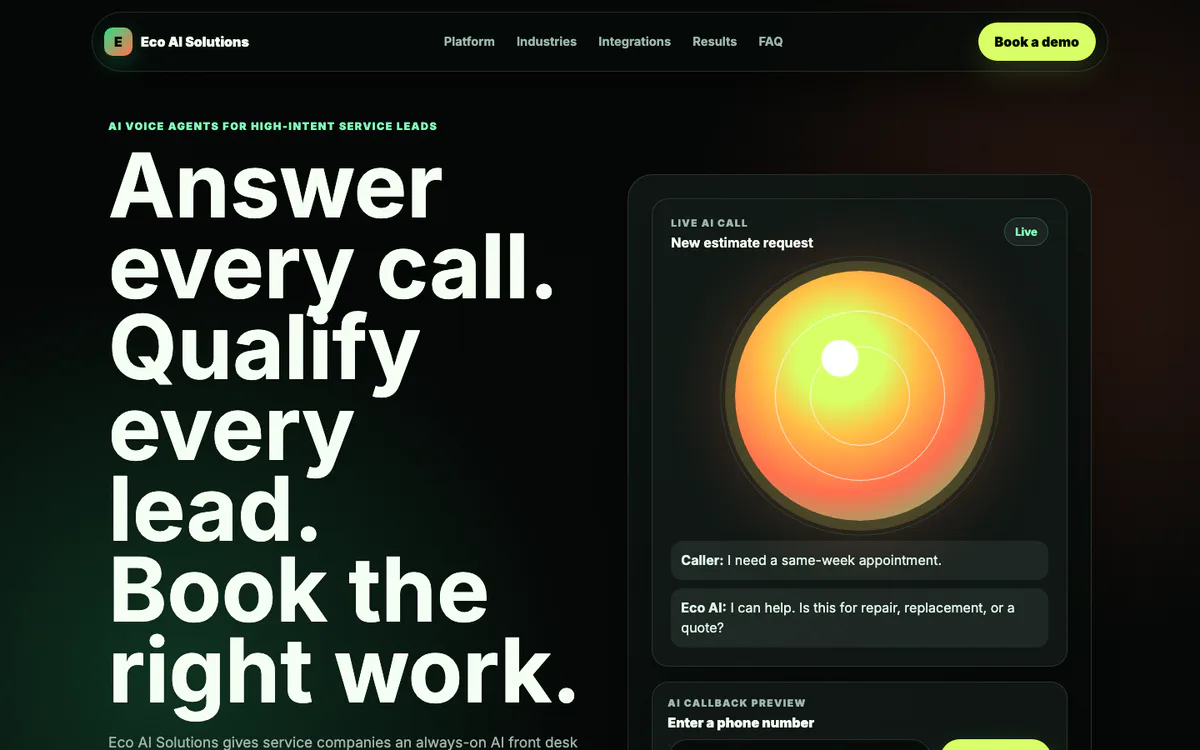 Eco AI voice agent interface
